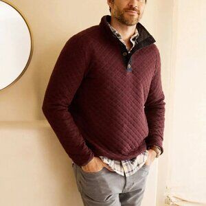 Surfside Supply Maroon Heather Bicolor Quilted Fleece Mock Pullover